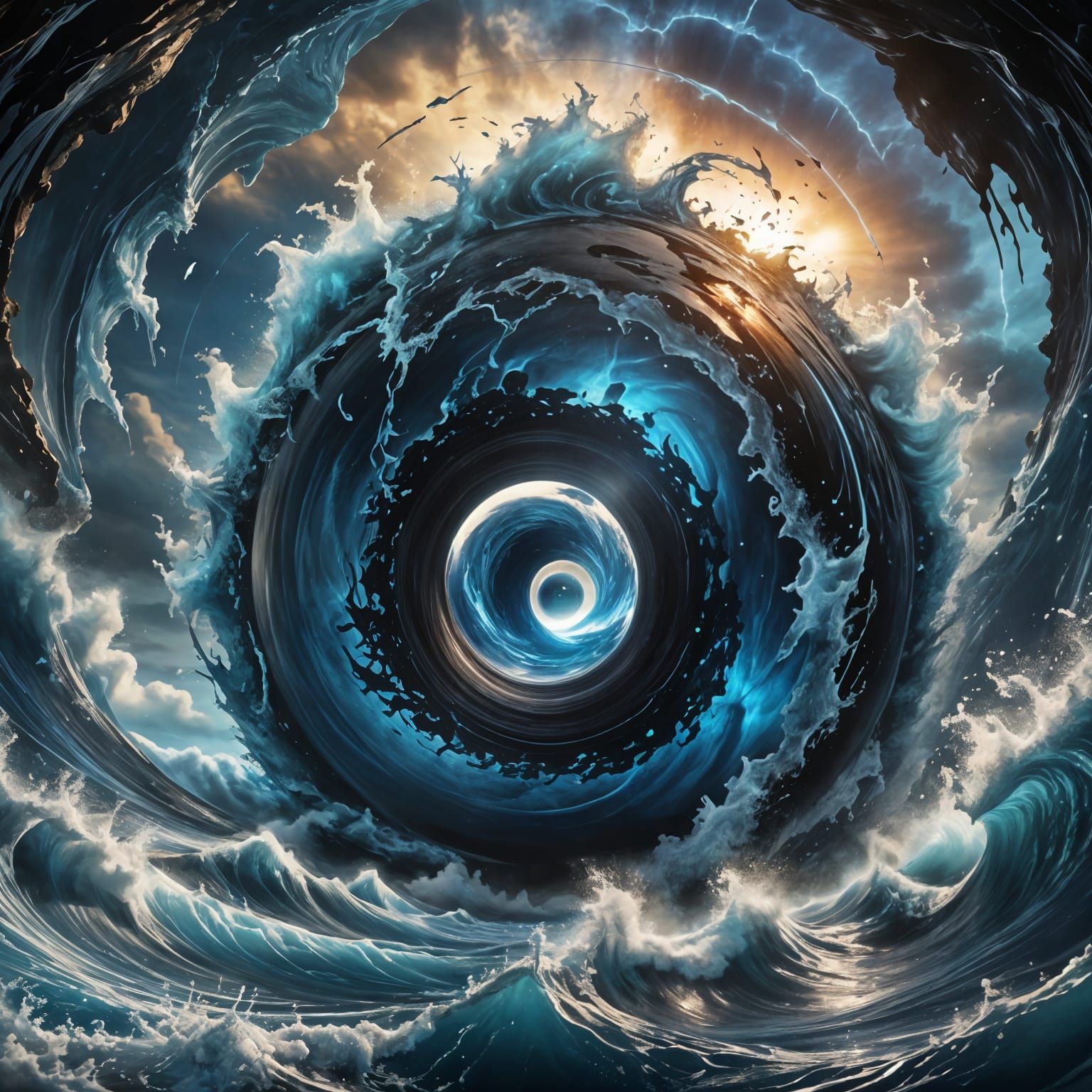 Tsunami in a Sphere Behind Black Hole