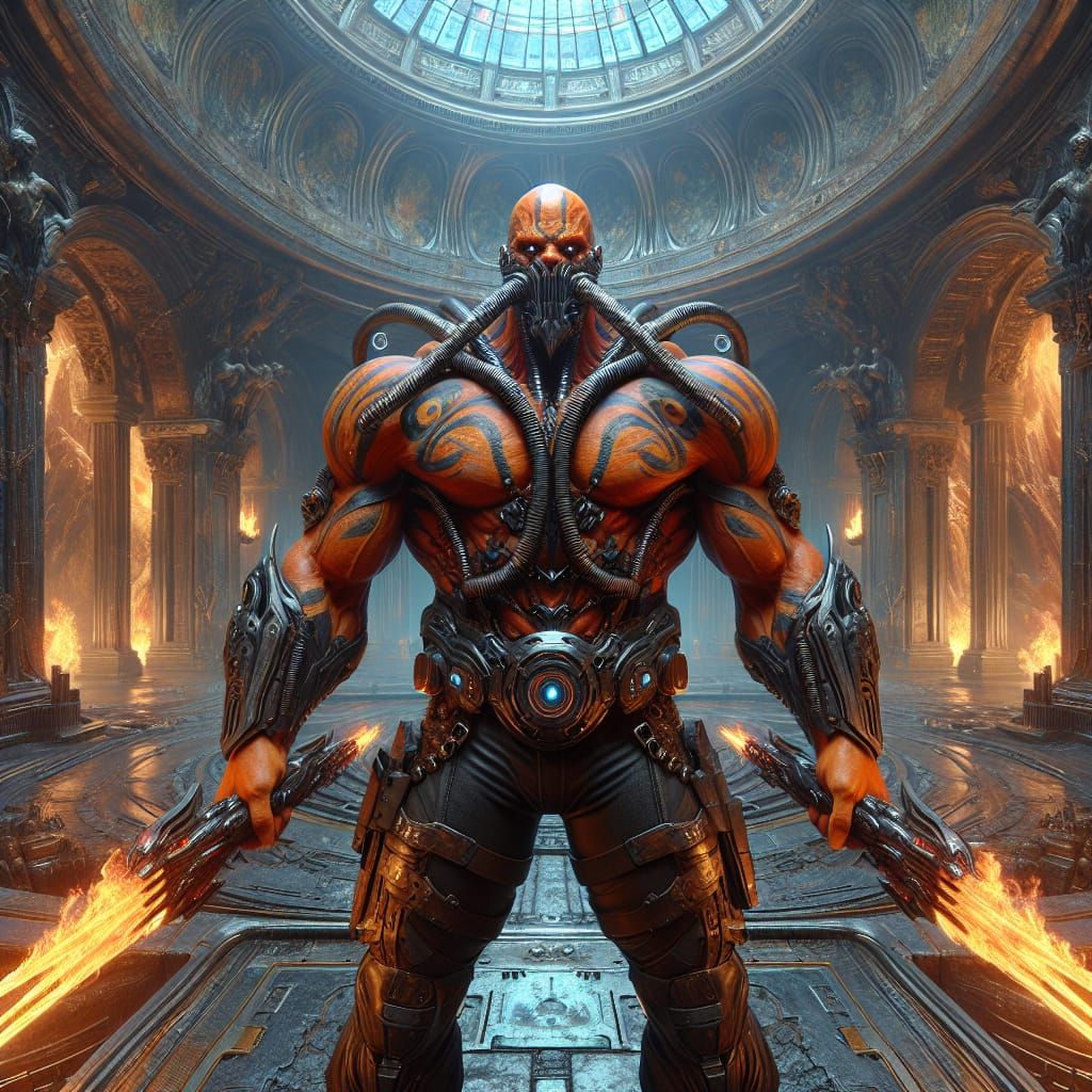 Sci-Fi Gladiator in Arena: Fantasy Matte Painting