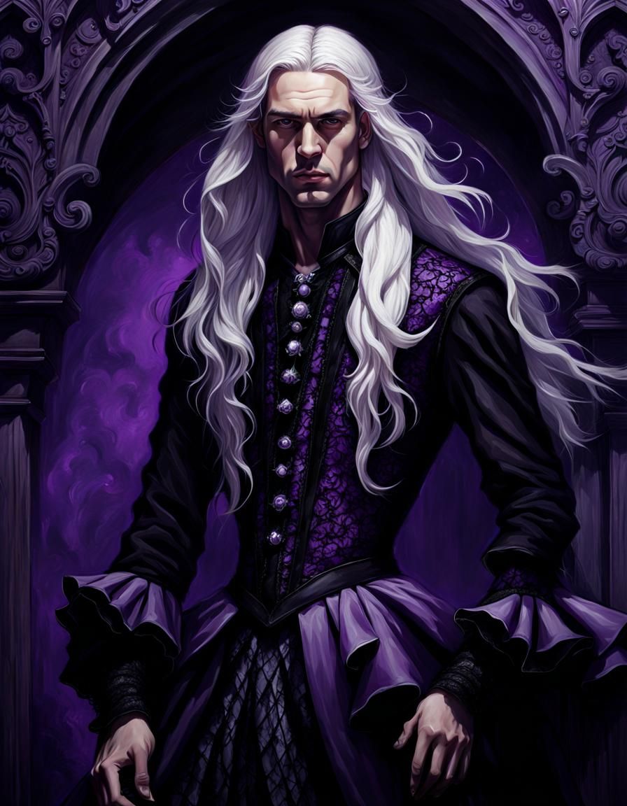 Young Man in Black Lace Dress, Renaissance Style