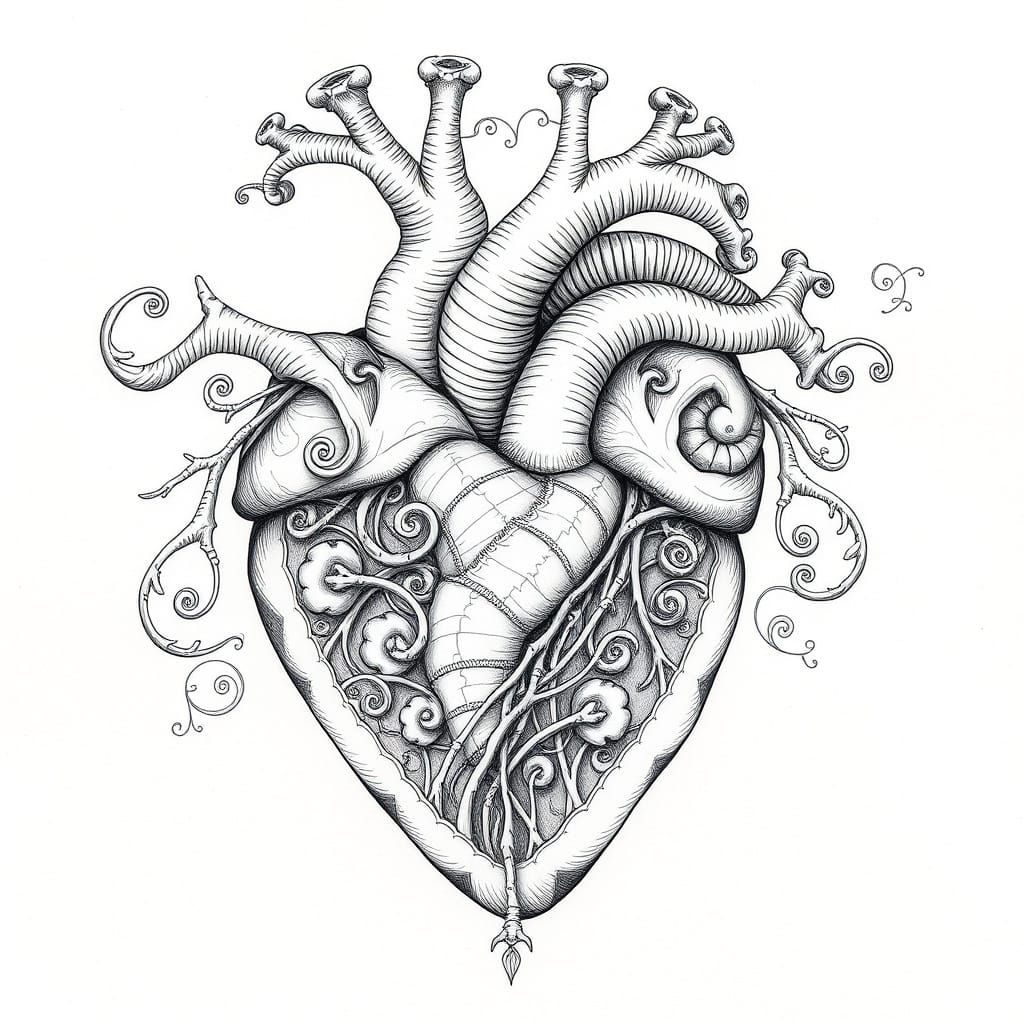 Anatomical Heart in Doodlecraft Style