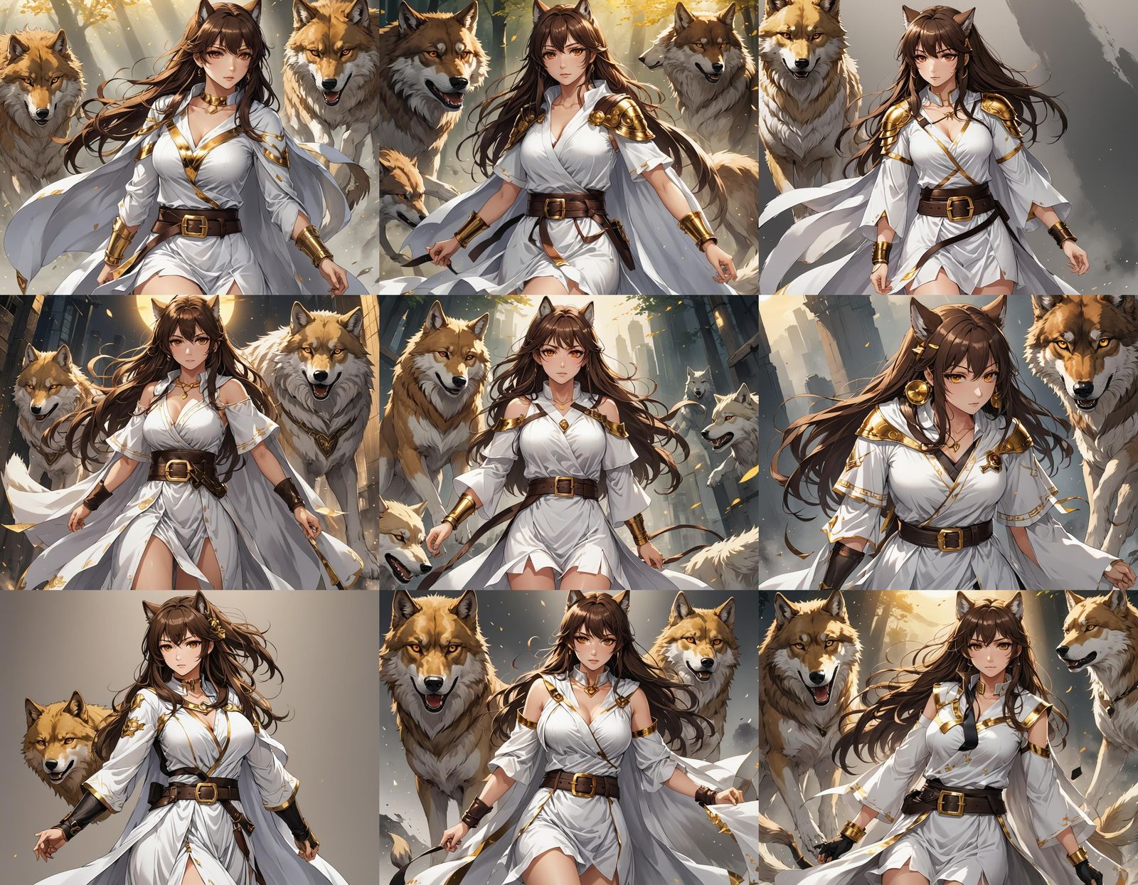 Anime Style Wolf Woman in White Tunic