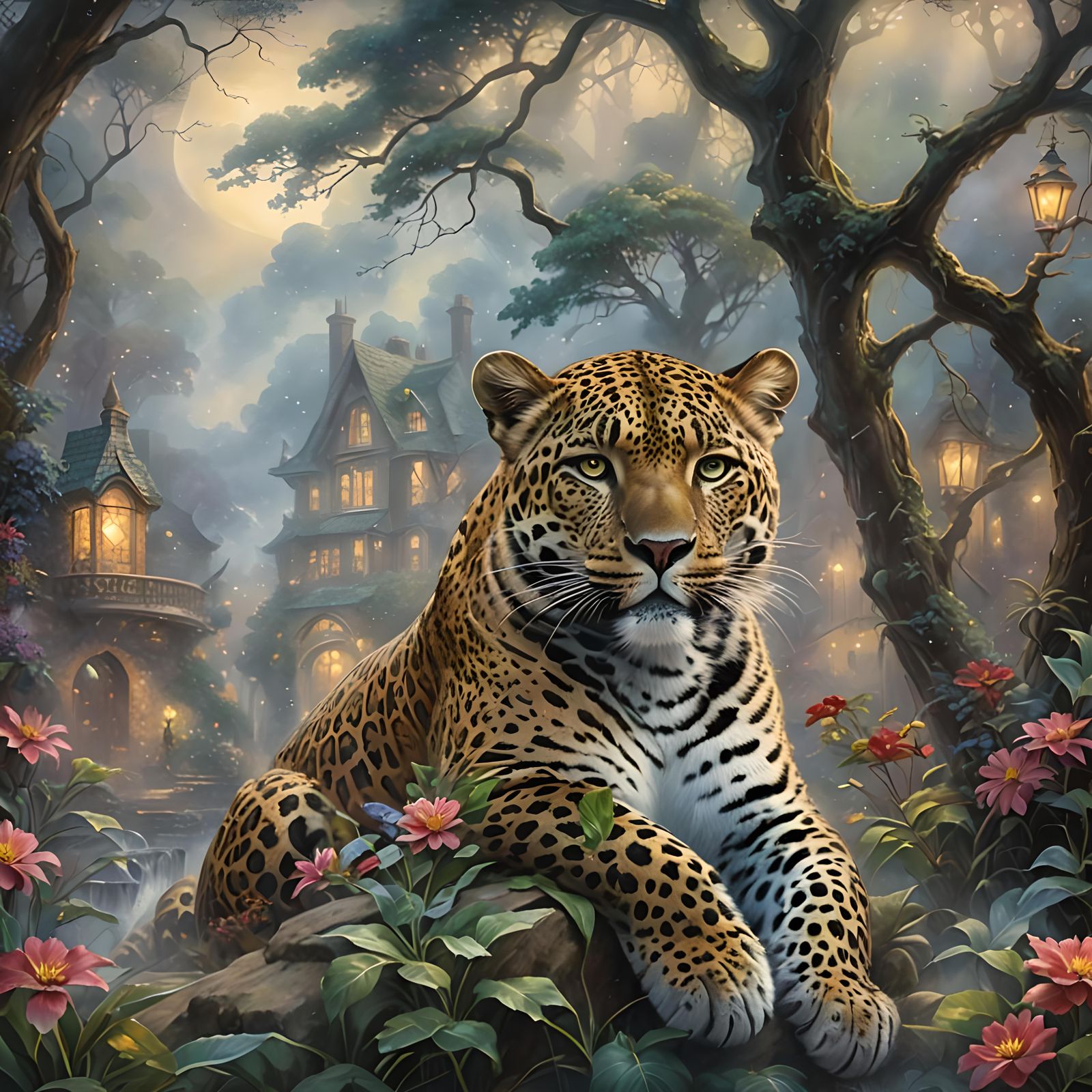 Ethereal Glass Leopard in Fantasy Style