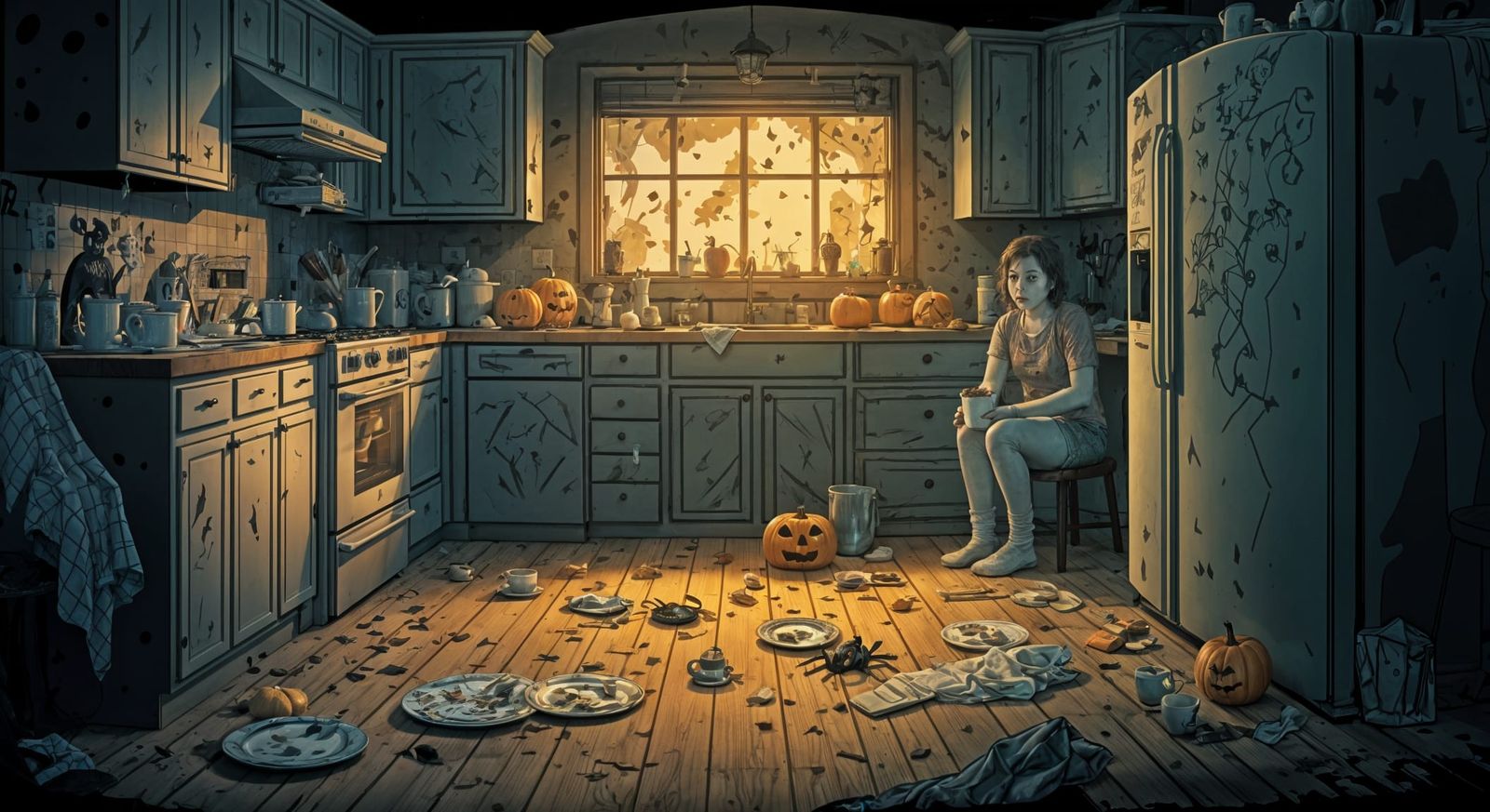 Morning After Spooky Party Chaos with Bourbon