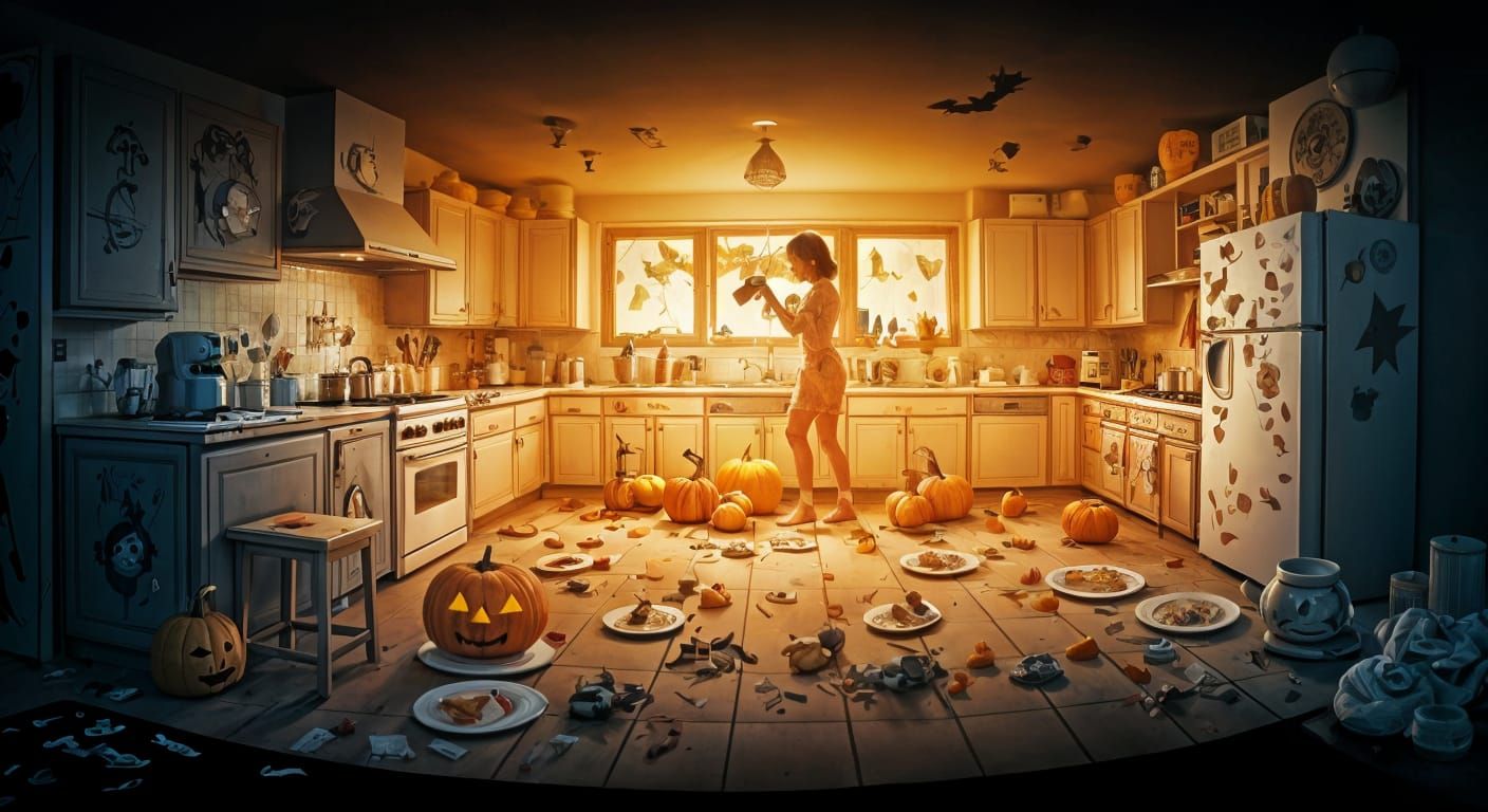 Post-Party Mess: Woman Pours Bourbon Before Cleaning