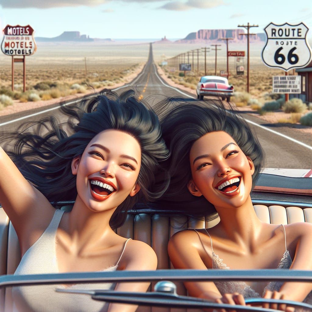 A Disney Pixar style 3D illustration of two beautiful women ...