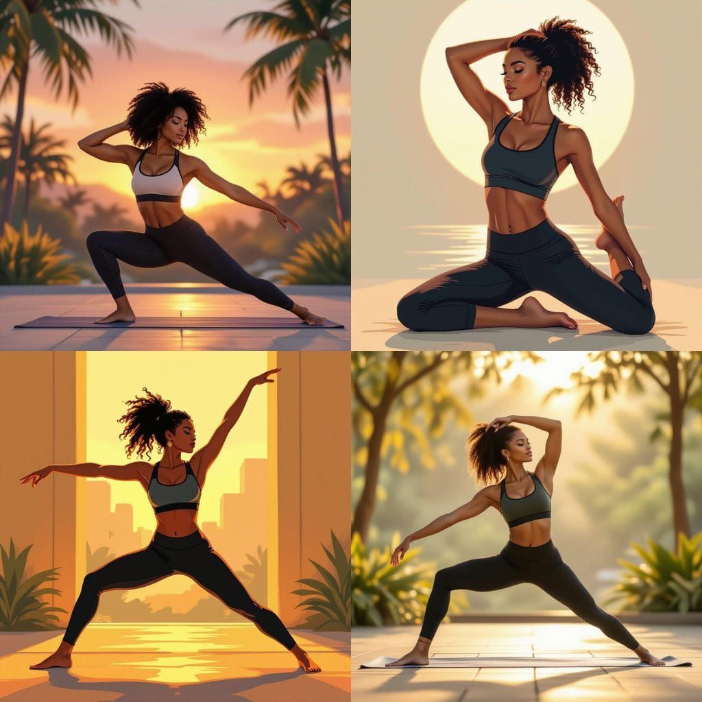 Black Woman Stretching in Morning Light