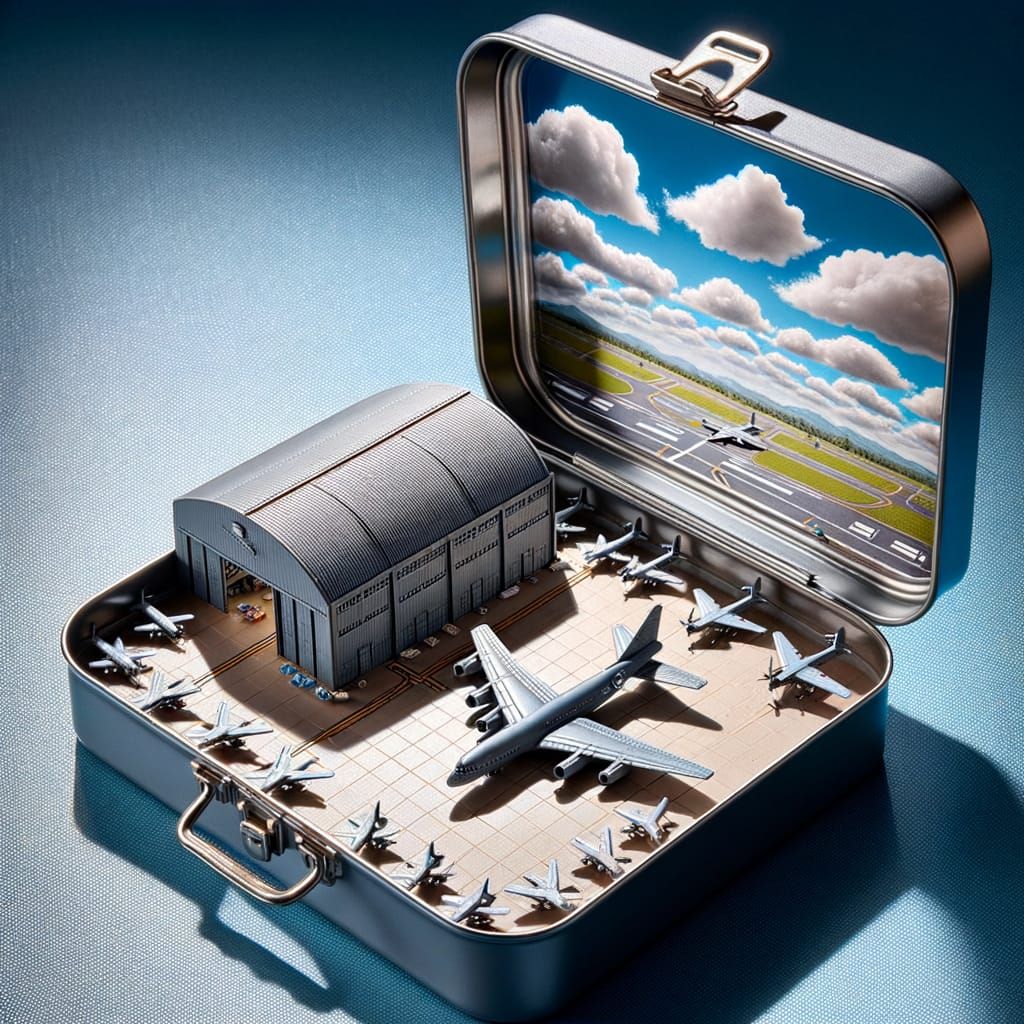 Miniature Airforce Hangar in Lunchbox