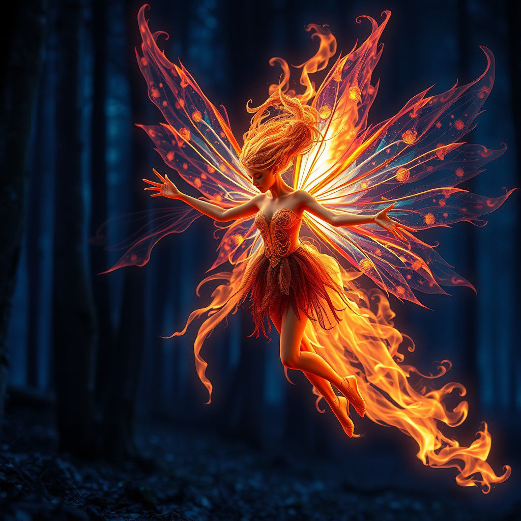 Ethereal Fire Fairy with Blazing Wings