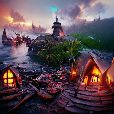 Viking Village in Mountainous Landscape