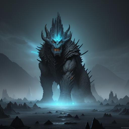 Towering Stone Colossus with Glowing Veins