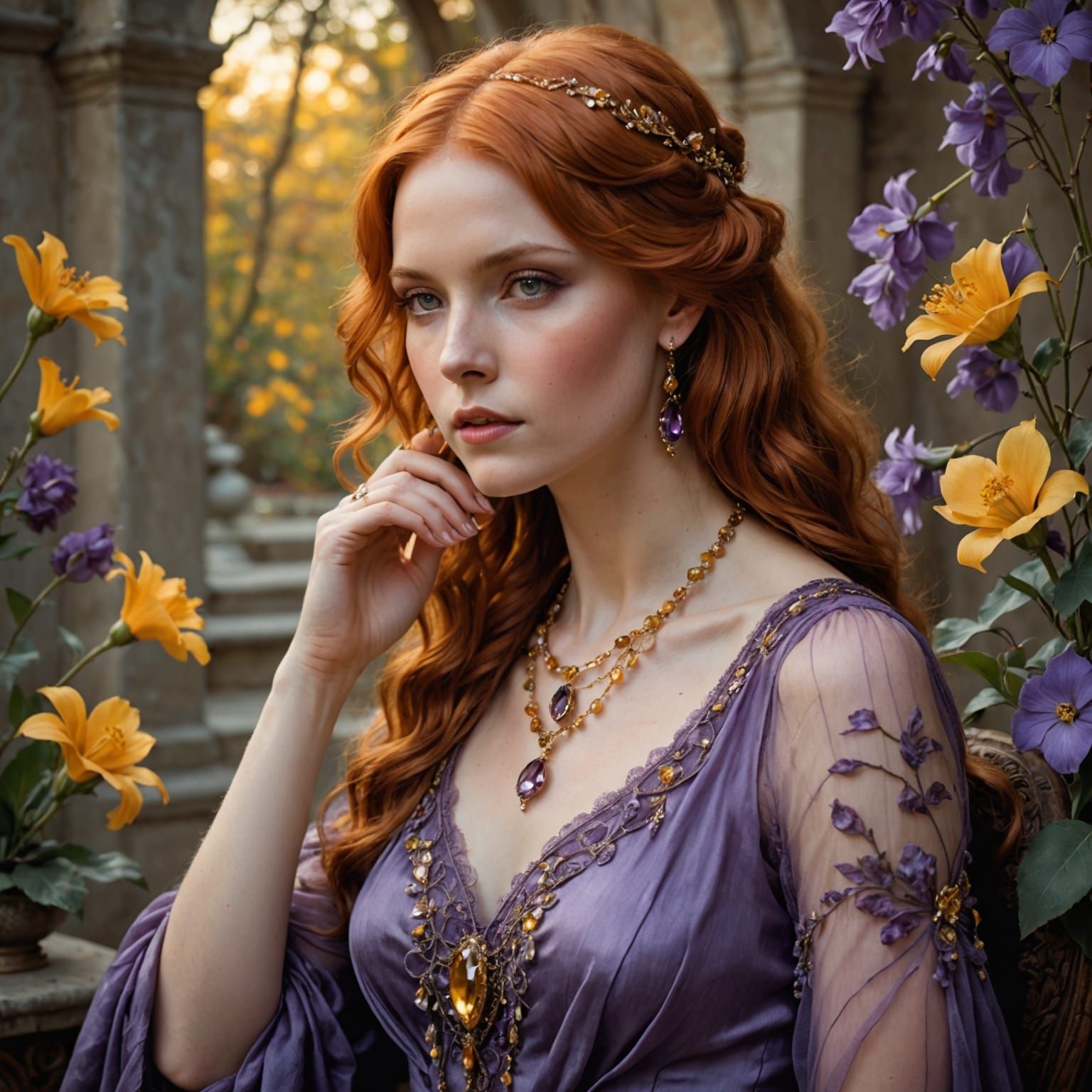 Elegant Woman in Lavender Hues