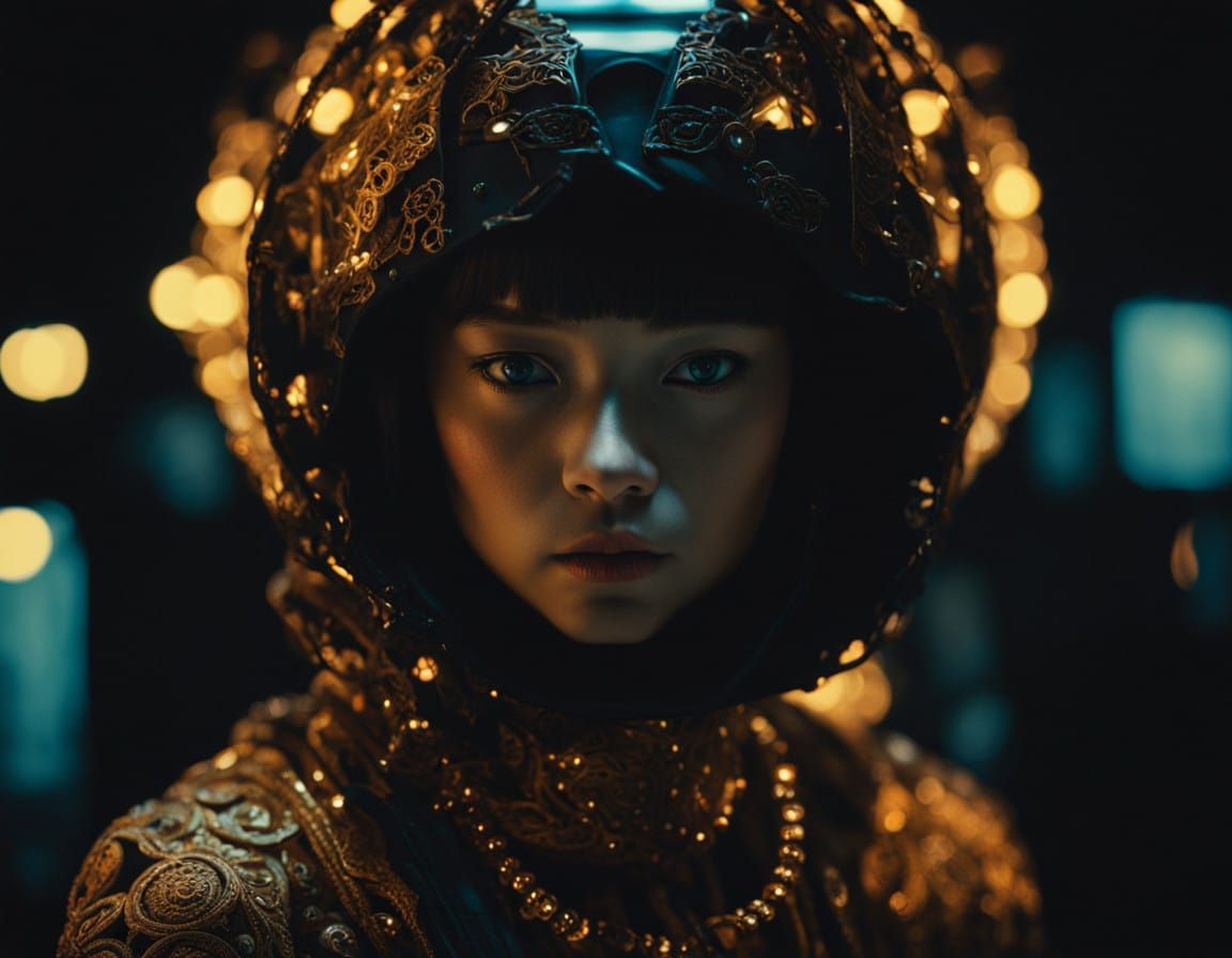 Hyper-Realistic Oil Painting of a Glowing Cyborg Mushroom Go...