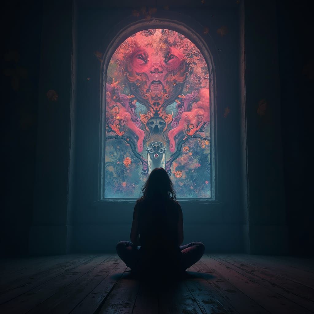 Eerie Psychedelic Shapes in a Dark Room