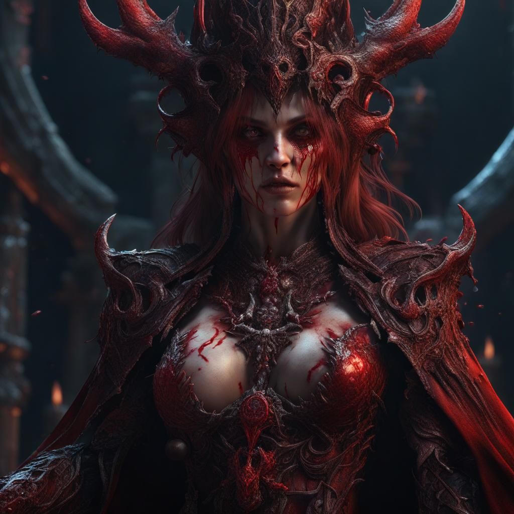 Detailed Female Sacrifice in Dark Fantasy Style