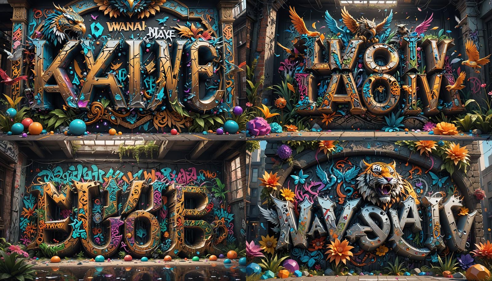 Swarovski Crystal Graffiti Art Featuring Tiger and Eagle