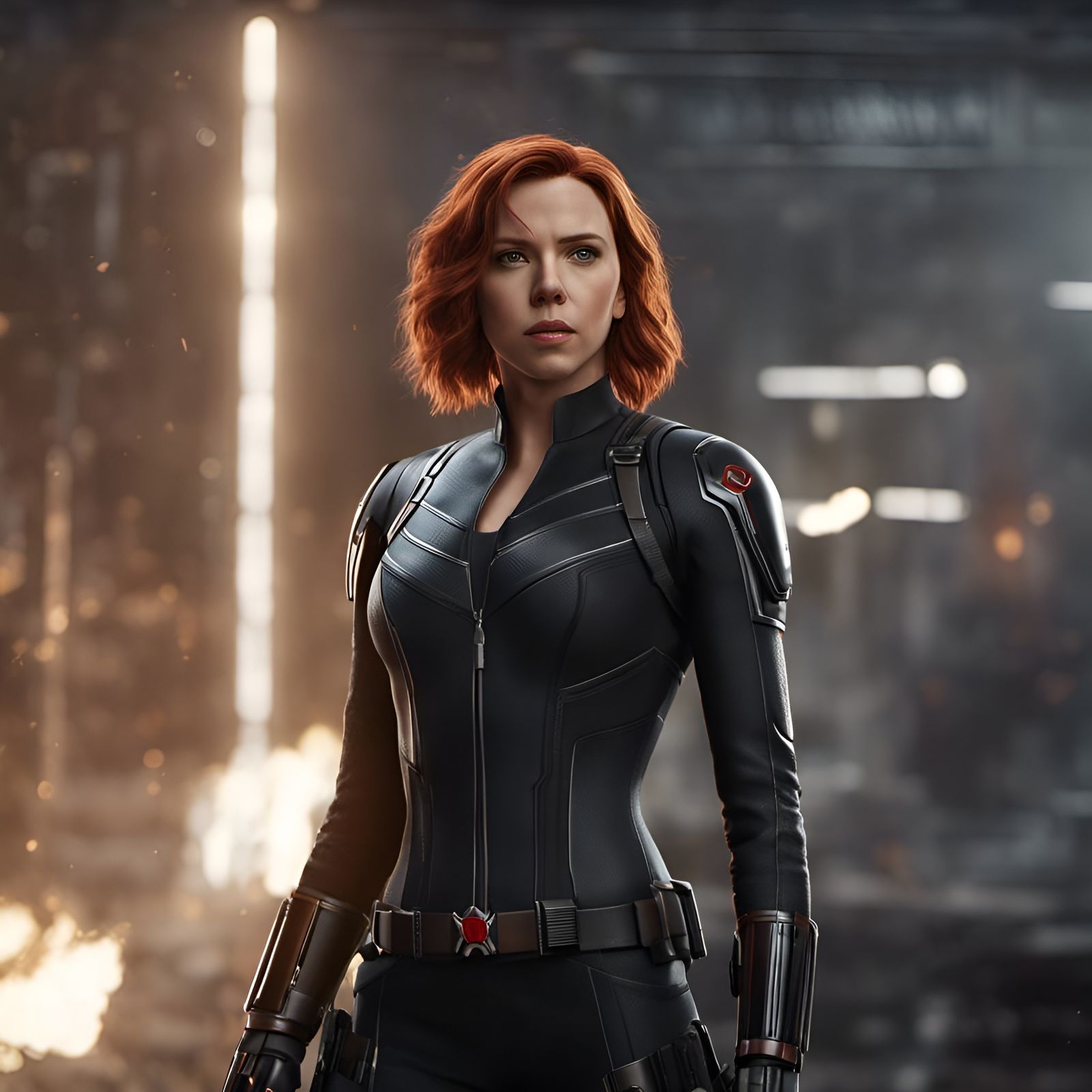 Hyperrealistic Black Widow Portrait in Cinematic Lighting