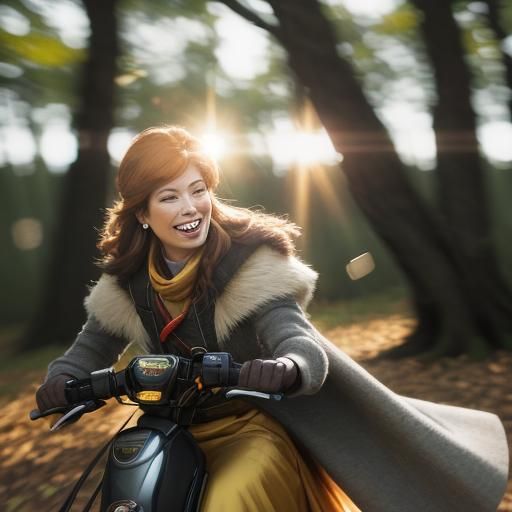 Woman Flying Through Forest: Avant-Garde Portrait