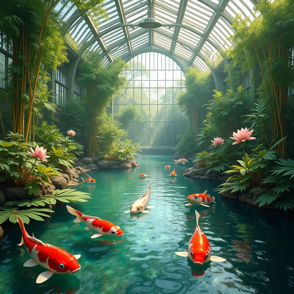 Koi Pond in Greenhouse: A Serene Aquatic Sanctuary