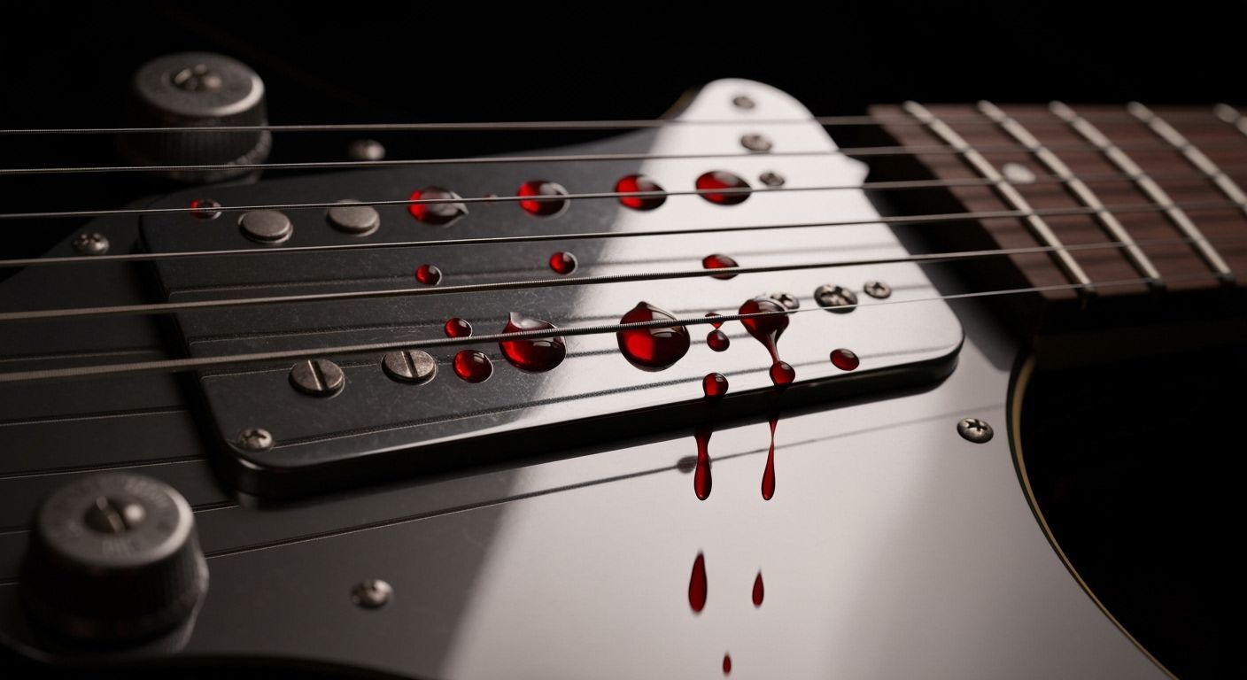 Blood Drops on Chrome Guitar Pickup