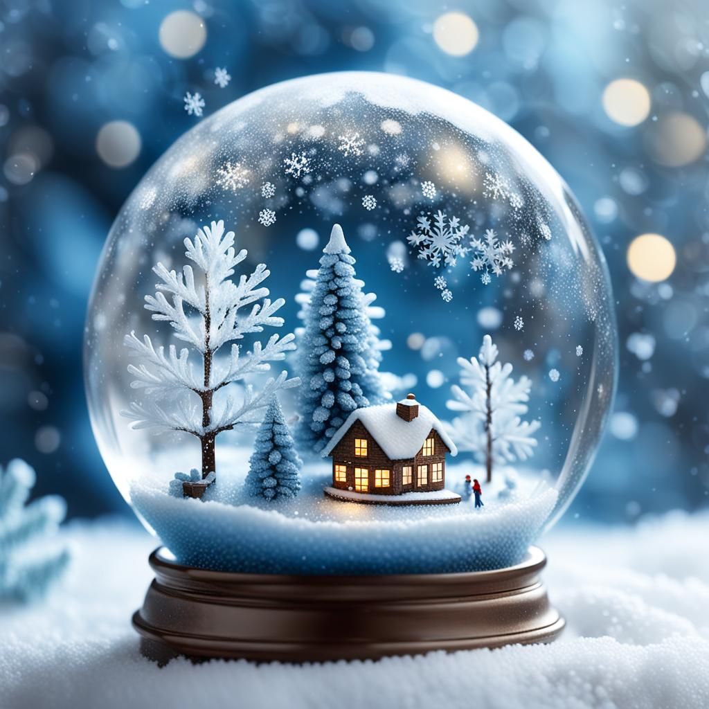 Surreal Miniature Winter Wonderland in a Glass Globe