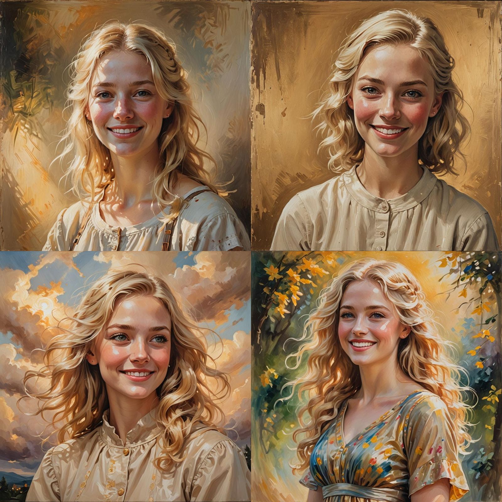 Dreamy Blonde Girl: An Oil Painting Portrait