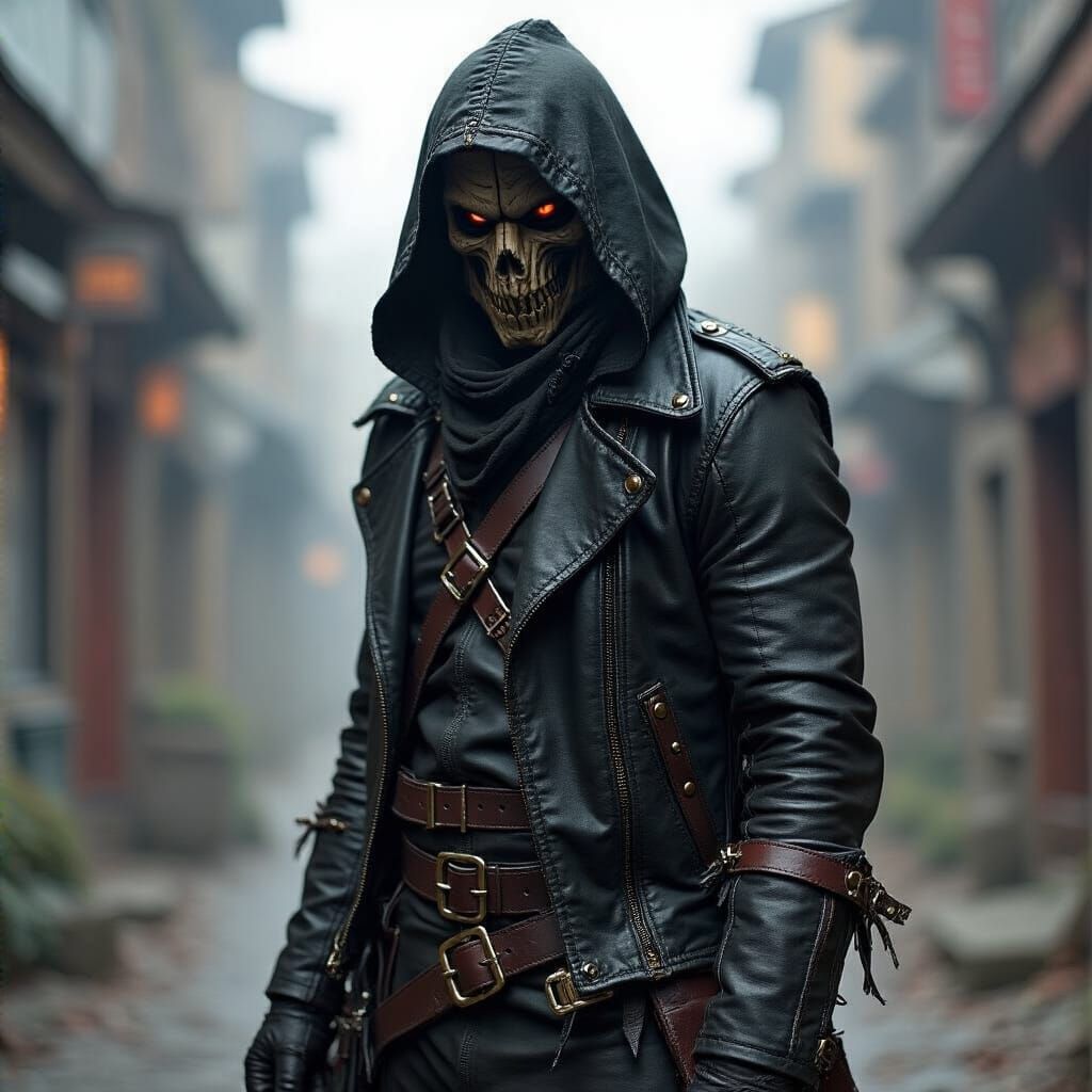 Grimdark Figure Clad in Leather Armor