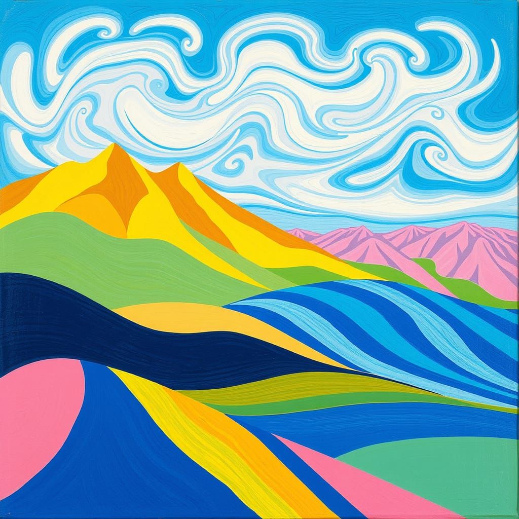 Vibrant Stripes Landscape in Whimsical Style