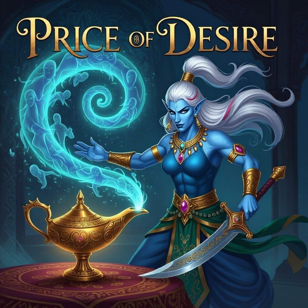 Price of Desire Book Cover with Evil Genie and Souls