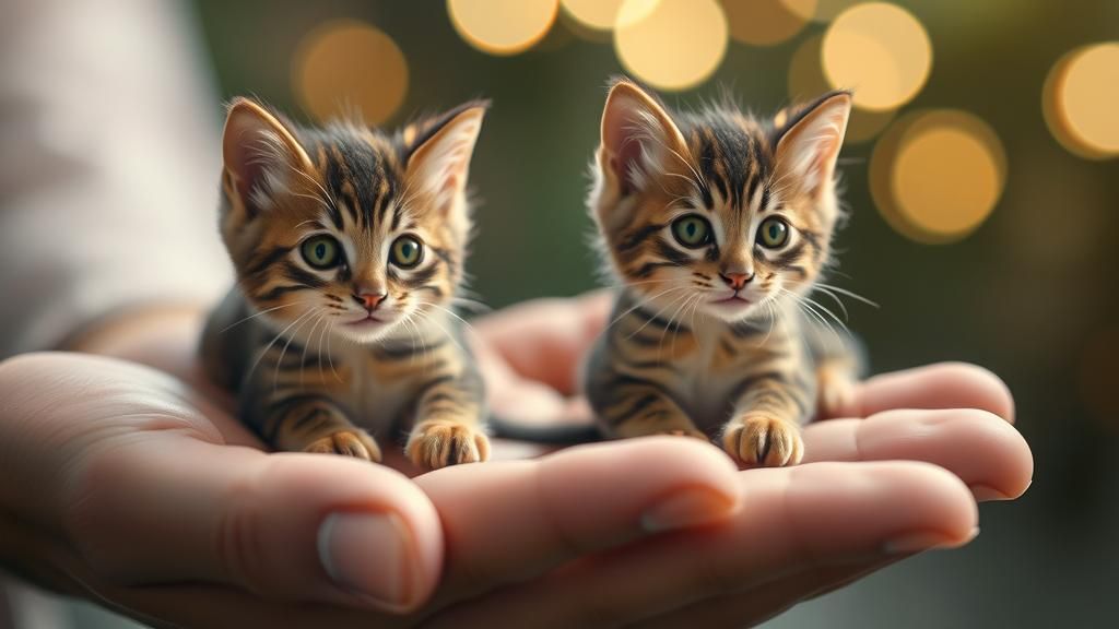 Fluffy Cat in Hand: Japanese Kawaii Art