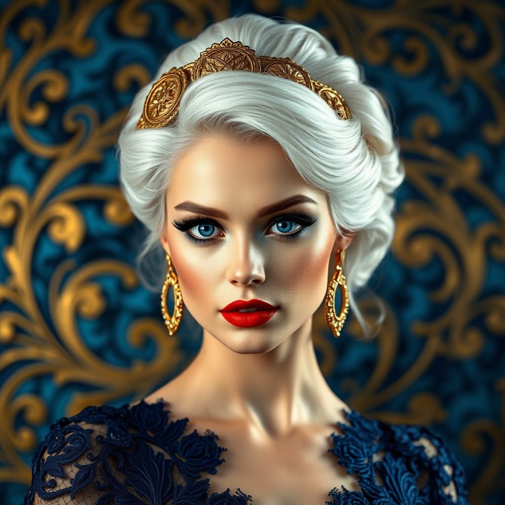 Elegant Lady in Art Nouveau-Inspired Portrait