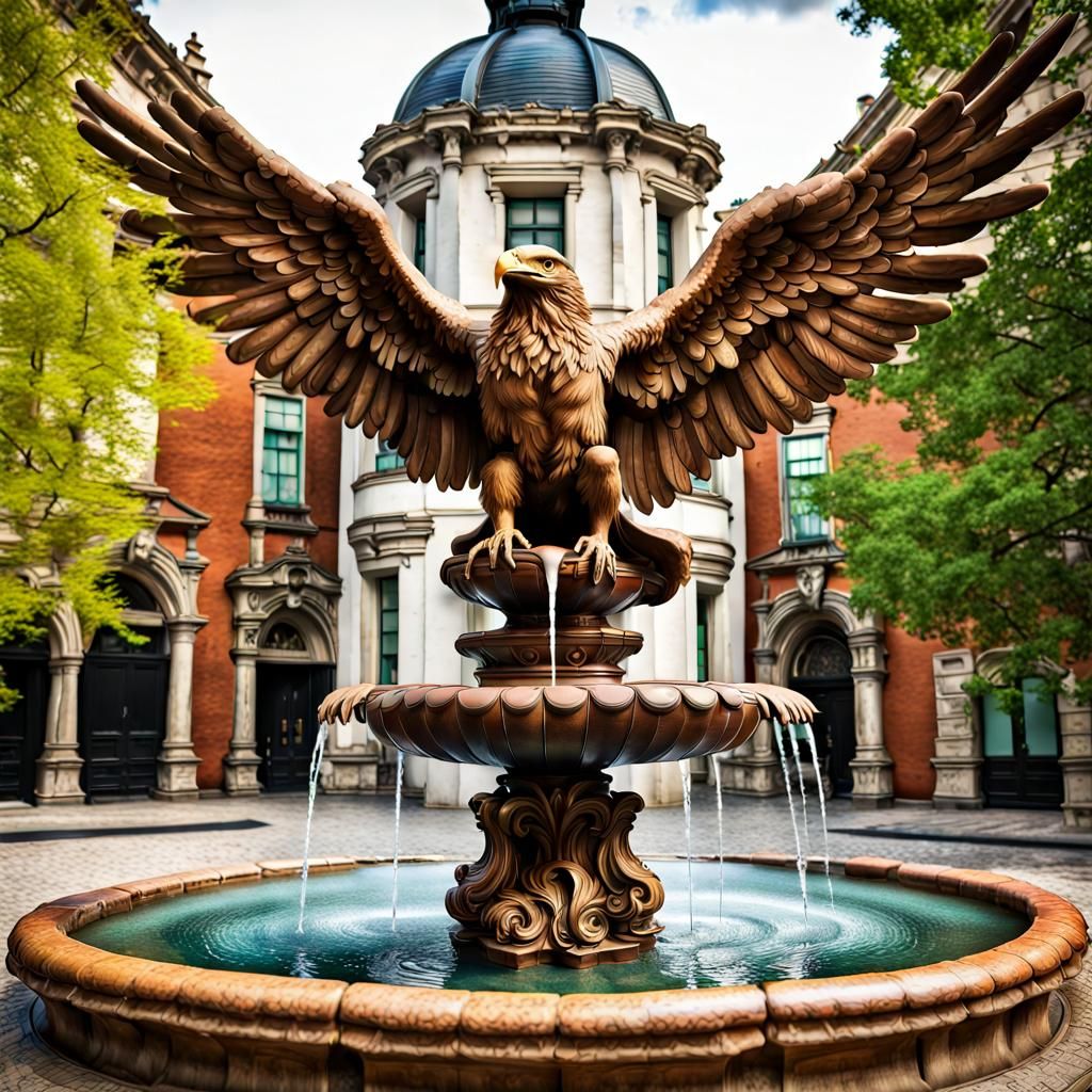 Majestic Multicolored Fountain: Hyperrealistic HDR Image