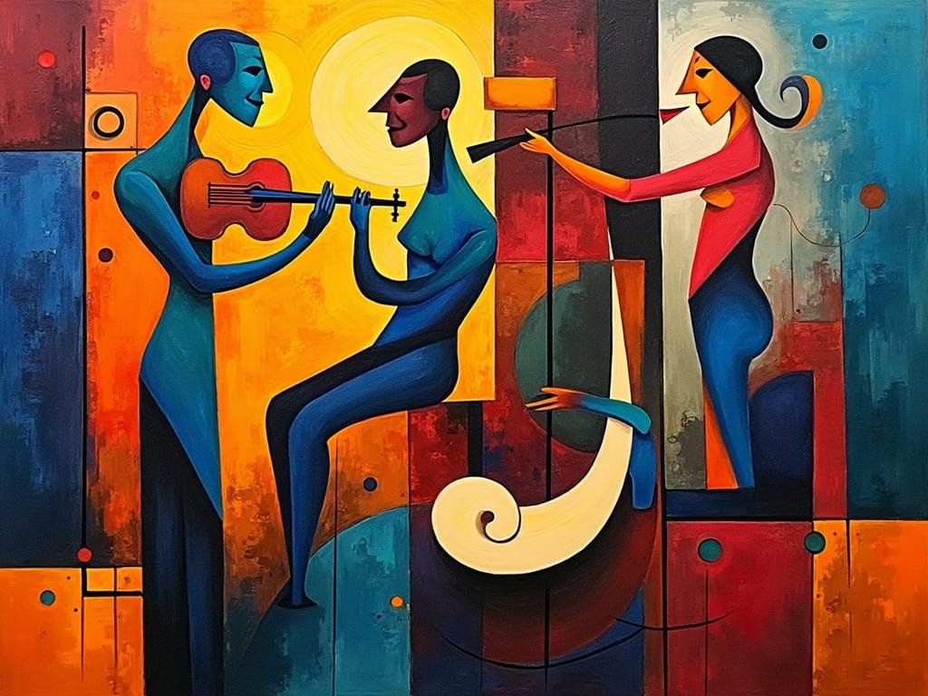 Elegant Abstract Cubism in Vibrant Colors