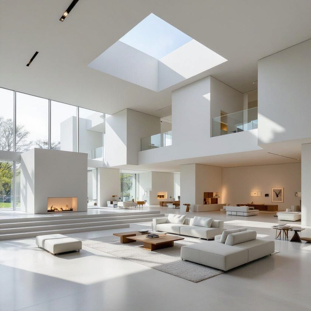 Modern Minimalist Exhibition Hall with Cube Structures