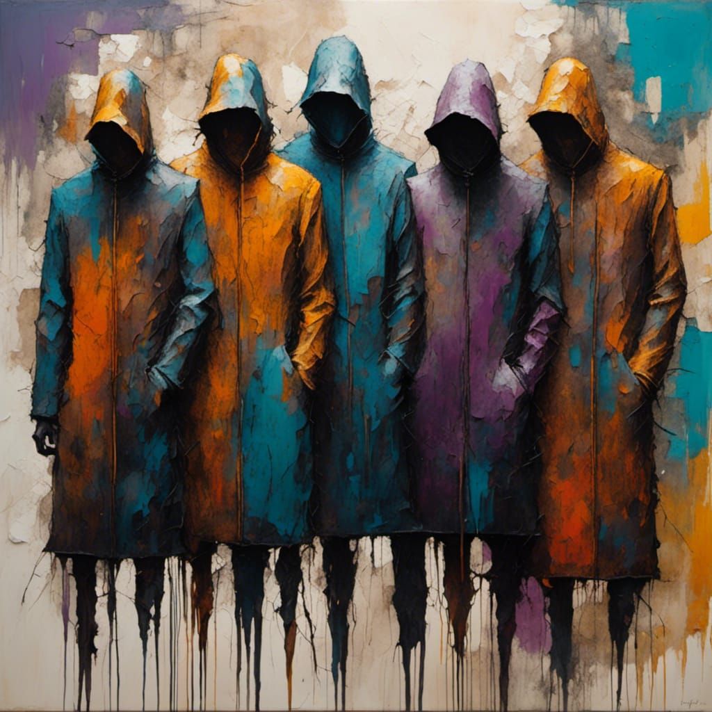 Colorful Urban Art: Faceless Figures in Neo-Impressionism