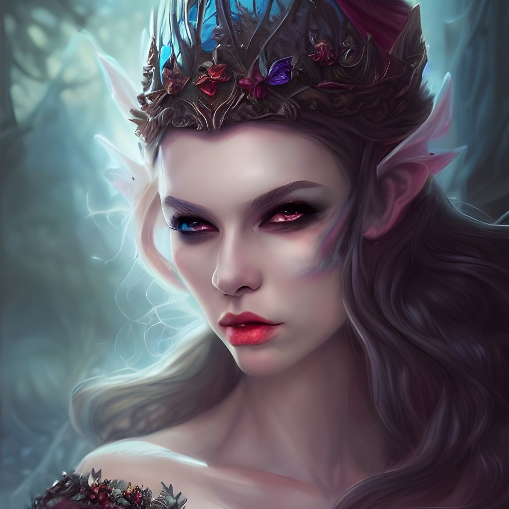 Dark Fantasy Portrait of an Evil Fairy Queen