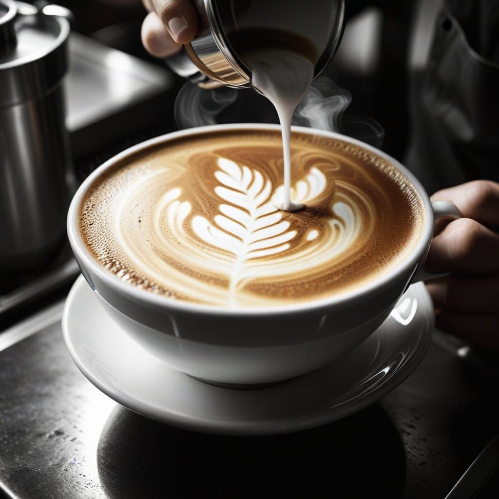 Moody Barista Creates Latte Art in Classic Café Setting