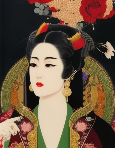 "Lesbian pulp noir fiction cover in collage and Taisho art s...