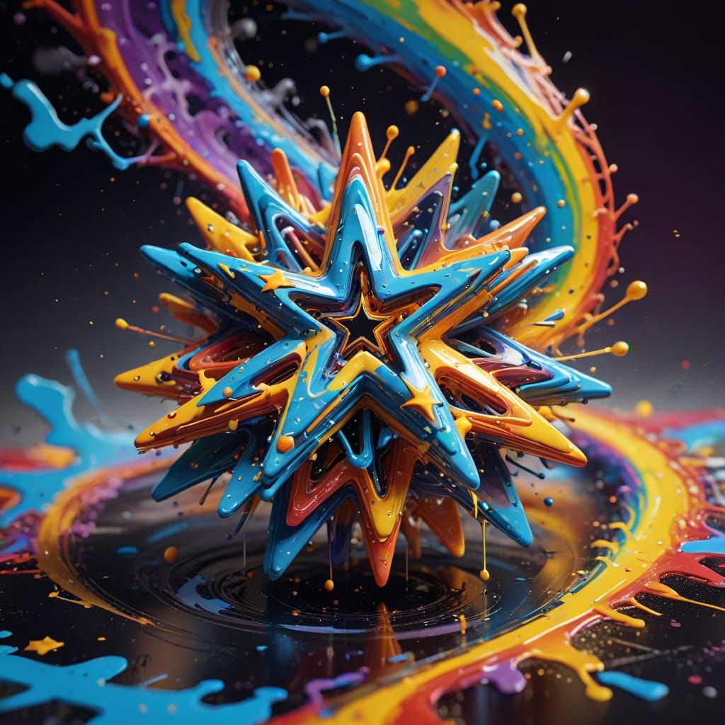 A mesmerizing 3D render of a flowing, spinning star