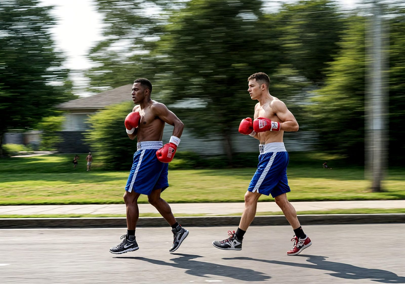Boxers Roadwork Training on a Hot Day