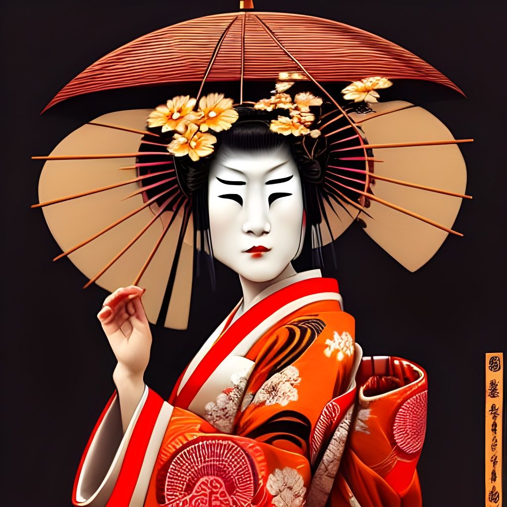 Geisha Portrait in Dark Fantasy Style