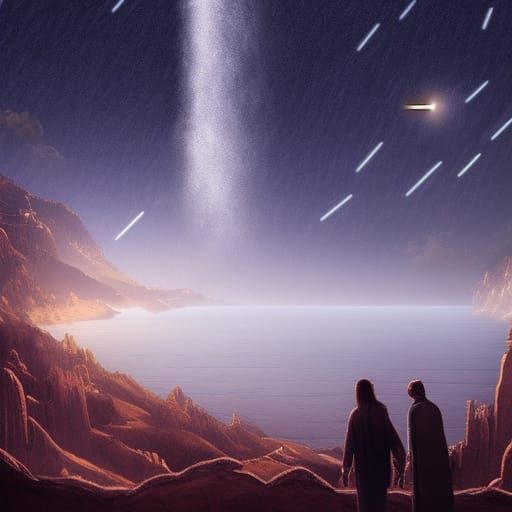 Romantic Meteor Shower: Epic Digital Matte Painting