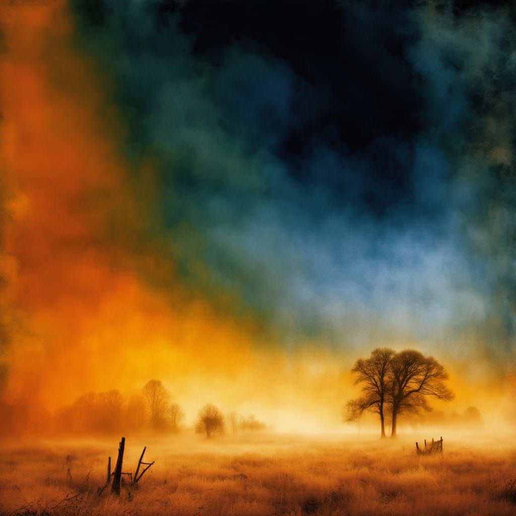 Softly Focused Landscape in Warm Golden Light and Misty Hues