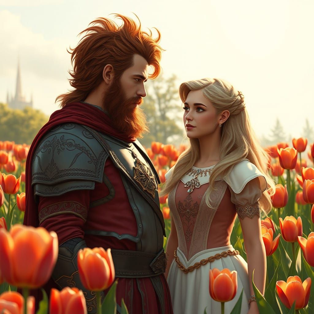 Elkirk and Leotta in a Vibrant Tulip Garden
