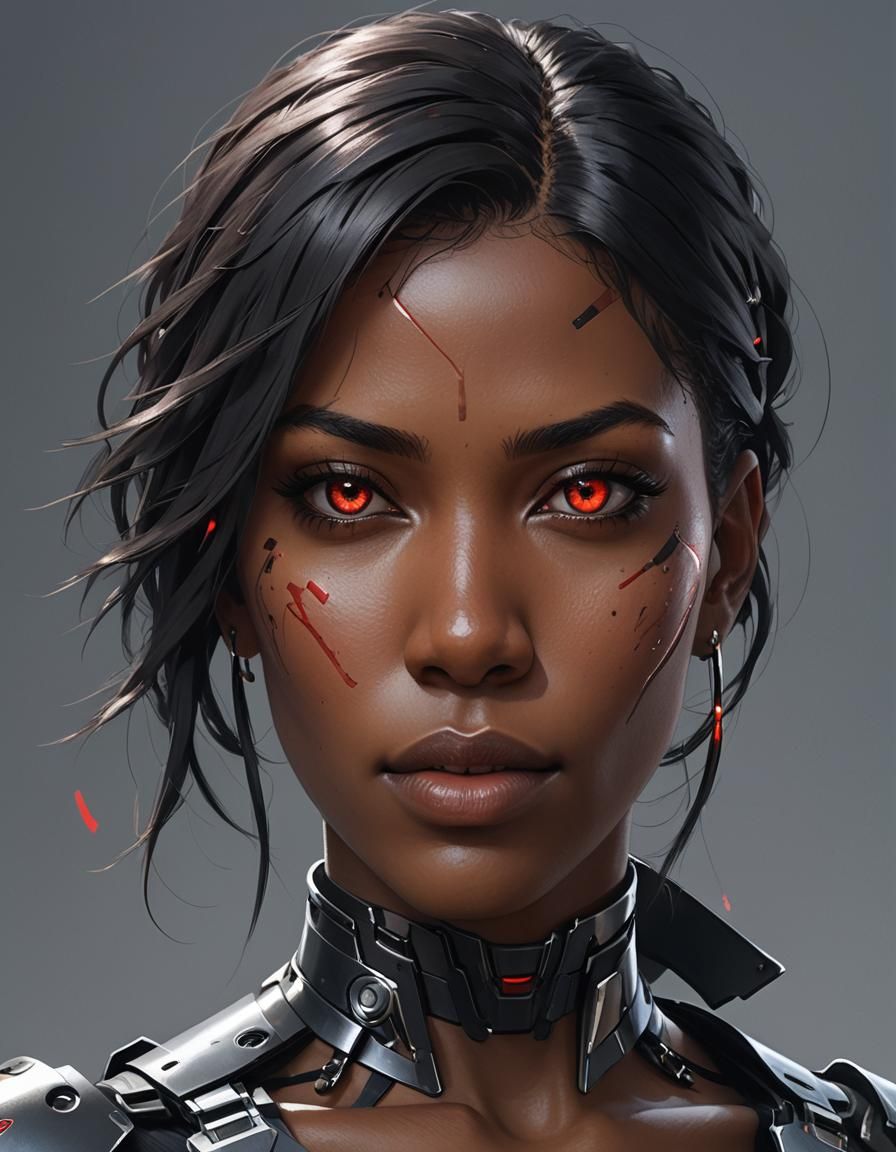 Realistic Cyborg Assassin Portrait in Hyperdetailed Style