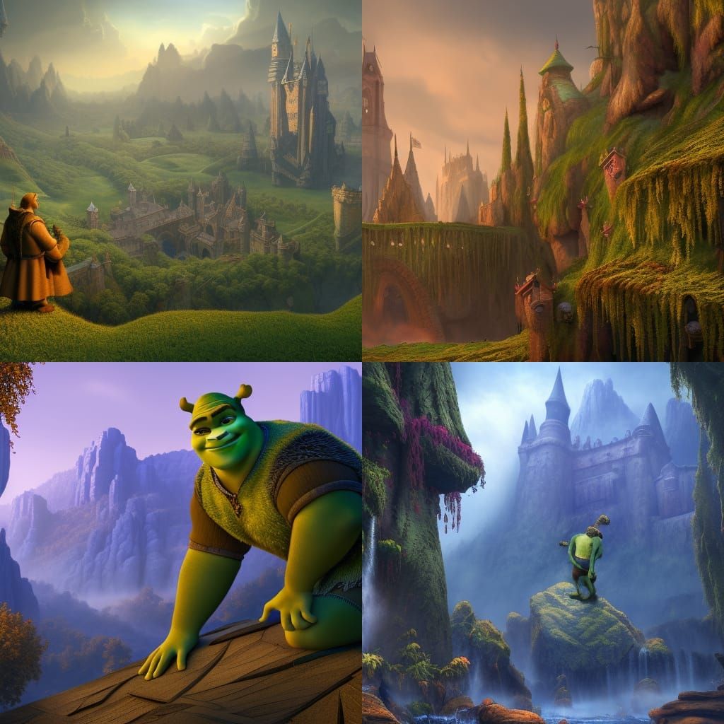 Detailed Matte Painting of Shrek in 8k