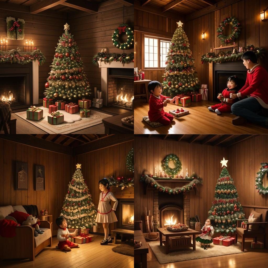 Joyful Christmas Celebration in Humble Asian Home