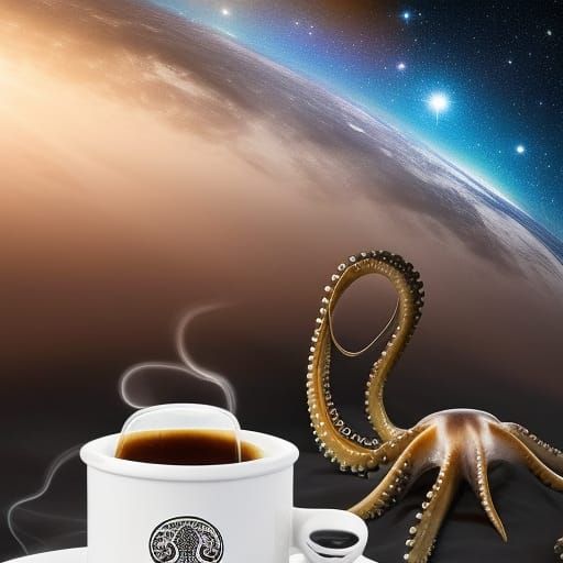 Space Coffee Shop with Octopus Customer