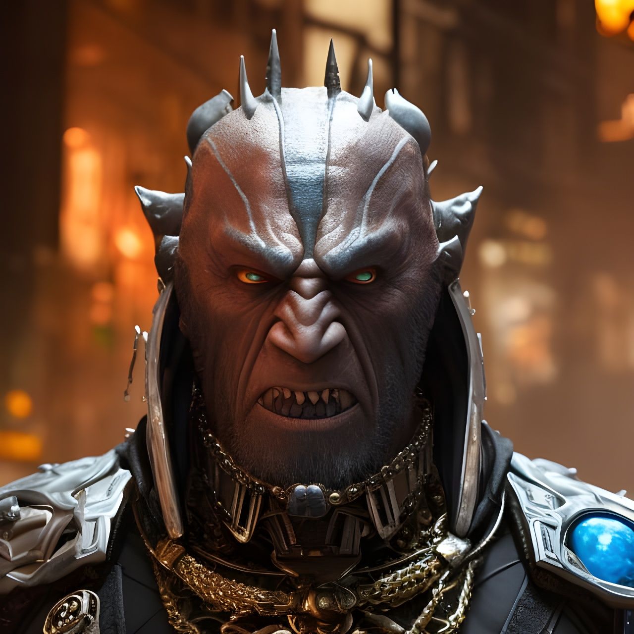 Gothic Orc Portrait in Coolpunk Style