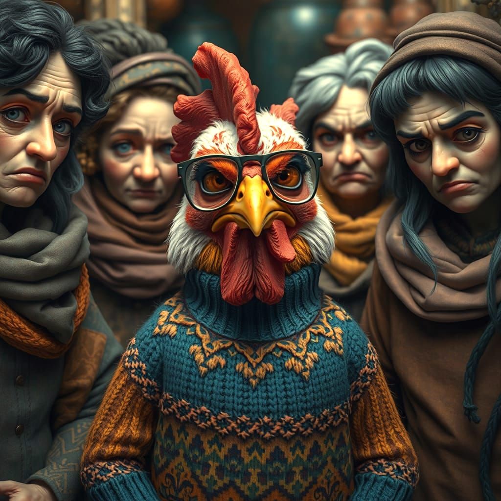 Grumpy Chicken Wins Grumpiness Contest, Detailed Matte Paint...