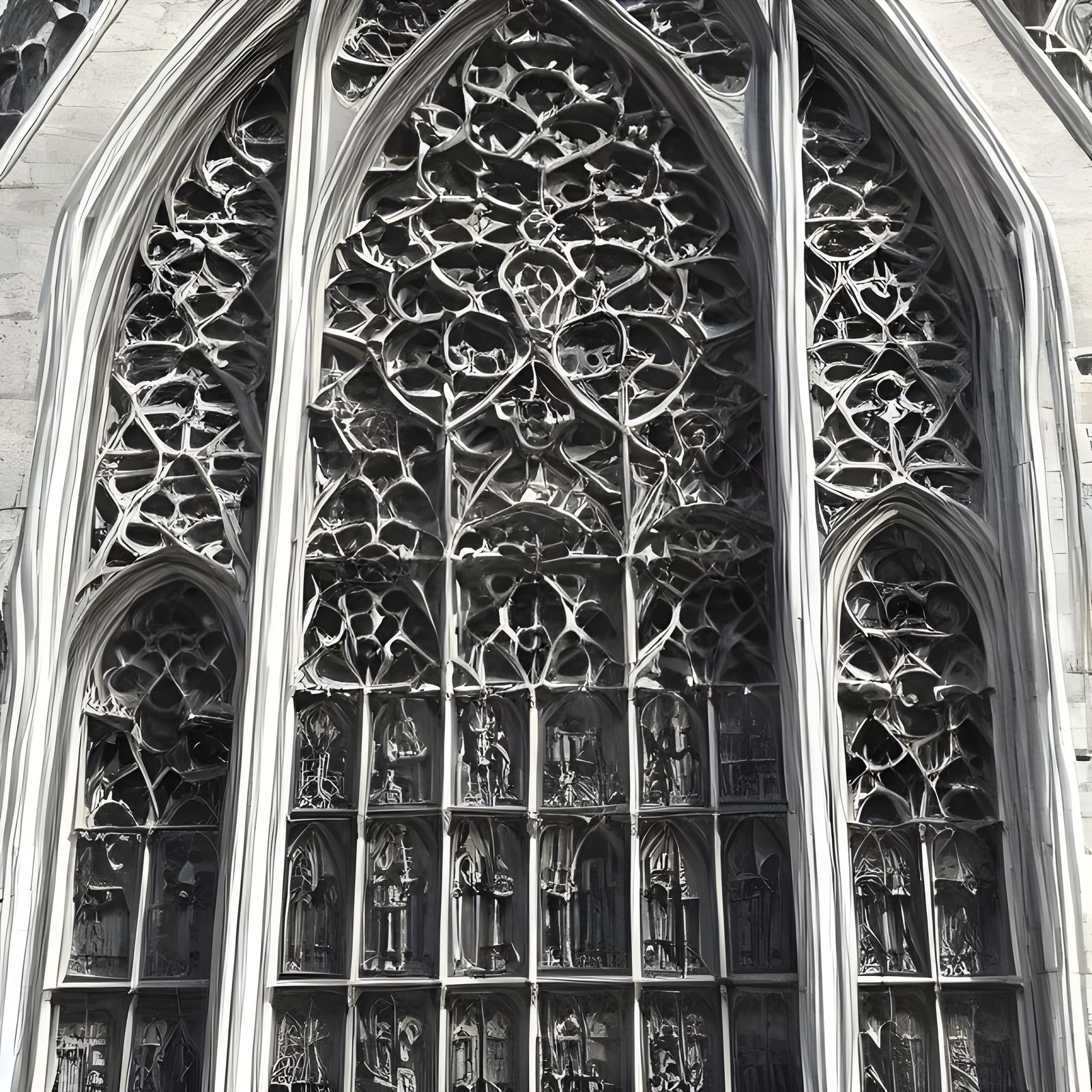 Inverted Gothic Cathedral with Stained Glass